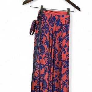 WOMENS Boho floral wrap‎ skirt with tie waist 80%silk 2 skirts in 1 SIZE L